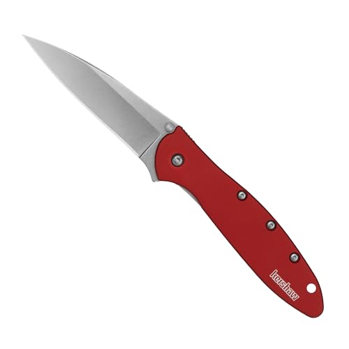 Image of Kershaw Leek, BlackWash Pocket Knife (1660BLKW); 3 Sandvik 14C28N Steel Blade, 410 Stainless Steel Handle, BlackWash Finish, SpeedSafe Assisted Open, Frame and Tip Locks, Reversible Pocketclip; 3 OZ