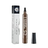 Wasserfest Brauenstift,Augenbrauenstift,Tattoo Augenbrauenstift,Wasserdichter Augenbrauenstift,4 Fach Wasserdichter Tattoo-Augenbrauenstift,Langlebig,Natürliche,Wischfest(2# Dark Brown)