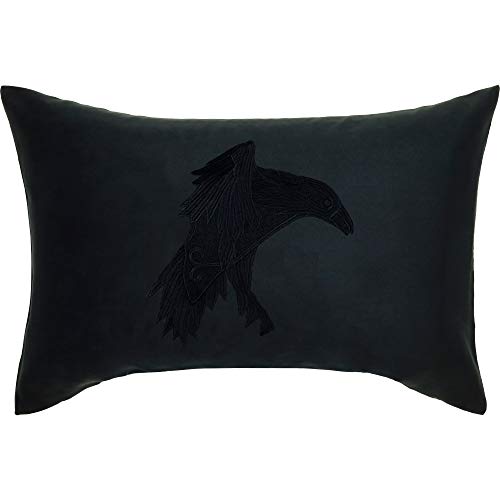 Wikinger Kissen mit Füllung 40x60cm schwarzer Rabe Wikinger Dekoration Odins Rabe Wohnzimmer Dekokissen Nordmann Zierkissen Vikings Fanartikel Sofakissen groß Polsterüberzug | schwarz