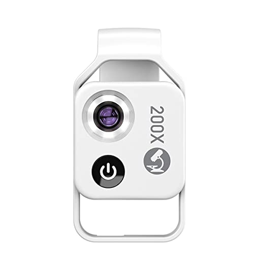 Microscope Magnification Microscope Lens, for Phone Camera Lens Phone with 6 LED Lights(White Without CPL)