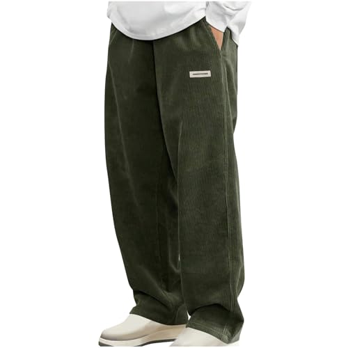 Sweatpants for Men Open Bottom Straight Leg Pants Fashion Comfy Corduroy Wide Leg Slacks Drawstring Waisted Trousers