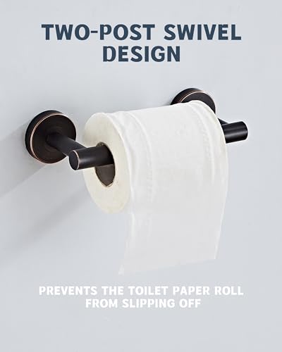 Image of RARXTR Bronze Toilet Paper Holder SUS304 Stainless Steel Double Post Pivoting Toilet Paper Roll Holder Wall Mounted Toilet Tissue Holder for Commercial Bathroom RV Oil Rubbed Bronze