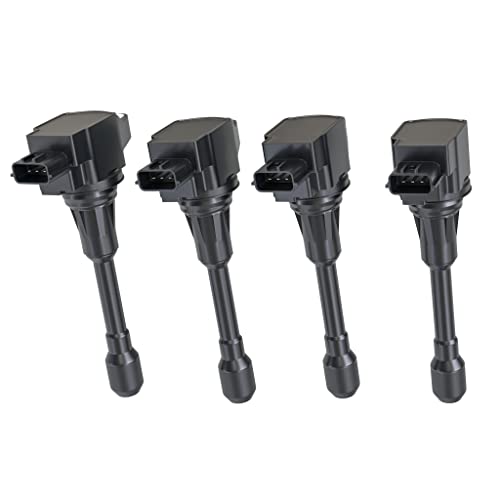 Ignition Coil Pack Set of 4 - Compatible with Nissan & Infiniti Vehicles - 2007-2017 Altima 2.5L, Sentra, Rogue, Cube, Versa, QX60, FX50, M56 - Replaces 22448JA00C, 22448ED000, 22448JA00A, UF549