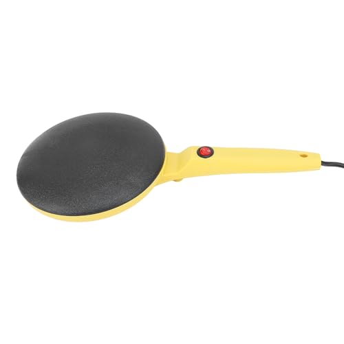 Crepiera Elettrica Gialla Padella Elettrica Antiaderente Portatile 8 Pollici per Pancake, Omelette, Colazione in Cucina (Spina europea 220V)