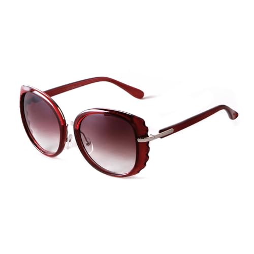 Lunettes de soleil de luxe en forme d'éventail au design rétro rouge