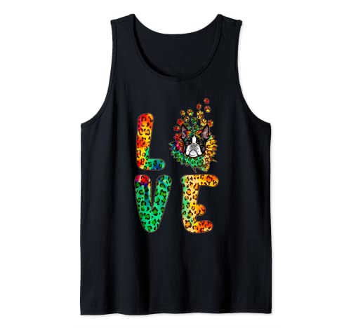 Love Boston Terrier Dog Sunflower Tie Dye Funny Puppy Lover Camiseta sin Mangas