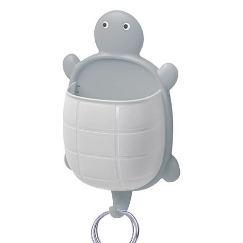 Fernbedienungshalter f&uuml;r die Wand, Schildkr&ouml;tenform, Wandhalterung, Handyhalter, Zahnb&uuml;rstenhalter, Haken unten &ndash; Badezimmer-Aufbewahrungsbox, platzsparender Wand-Organizer