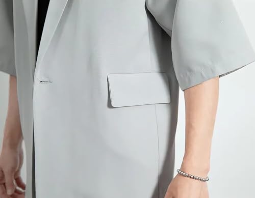 Mens Casual Suit 2 Piece Summer Suit Slim Fit Party Prom Suit Outfit Tuxedo Short Sleeve Suit Jacket Pants Set4