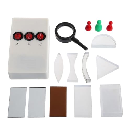 Optical Experiment Box Scientific Experiment Equipment Triangular Prism Convex Lens Concave Mirror Set Optical Concave Convex Lens Prism Set Physical Optical Experiment Set Glass Concave Convex