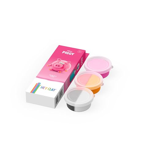Image of Hey Clay Animals - Claymate Piggy - Colorful Modeling Air Dry Clay for Kids - Air Dry Clay Kit 3 Cans with Fun Interactive App