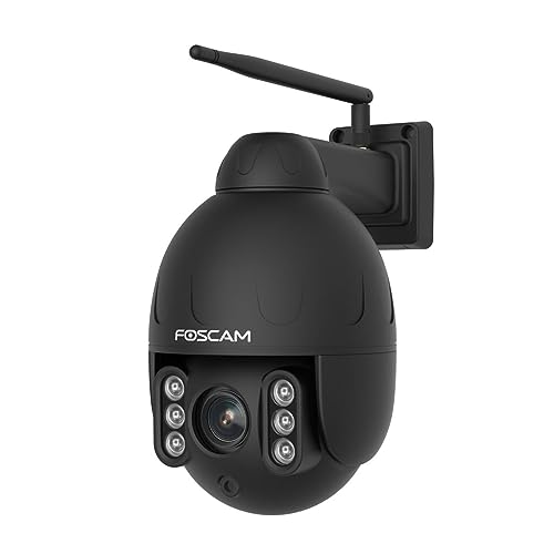 Foscam SD4 4MP Dual Band WiFi PTZ Dome   Cámara de vigilancia con Zoom óptico de 4X y visión Nocturna de hasta 50 Metros, detección de Personas, Movimiento y Ruido