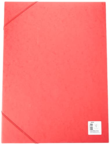 Exacompta 59503E Einschlagmappen DIN A3. Aus Colorspan-Karton mit 3 Klappen und 2 Gummizügen, 24 x 32 cm, DIN A4, rot Sammelmappe Dokumentenmappe für Büro und Schule