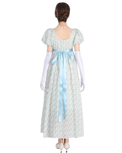 Miniatura 4 de Fccam Vestido Regency Para Mujer Jane Austen Largo Vintage Vestido De Baile Victoriano Con Guantes Vestido De Estilo Imperio, M