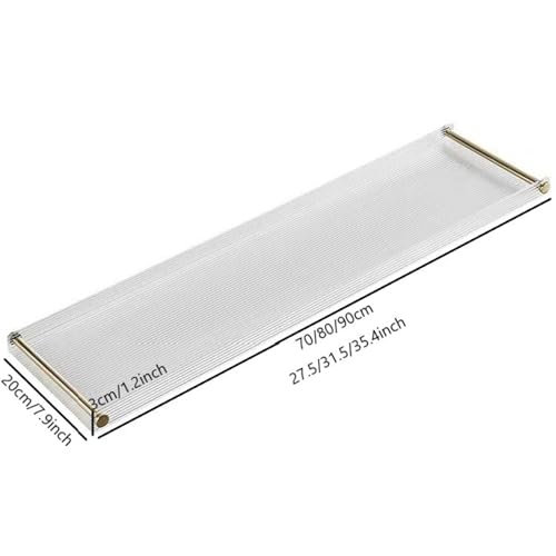 Gadgets de salle de bain bien rangés sur ce plateau acrylique 70 cm