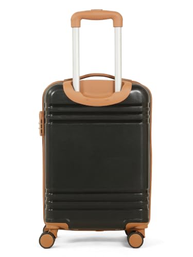 Image of Teakwood Cabin Size 8 Wheels Trolley Bag, Hard Cabin with Zipper Closure, Adjustable Push Button & Cross Side Strap, Number Lock System 360 Degree (Small, Black)