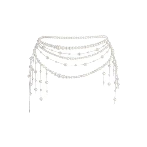 Multilayer Pearl Tassel Waist Chain Trendy Flower...