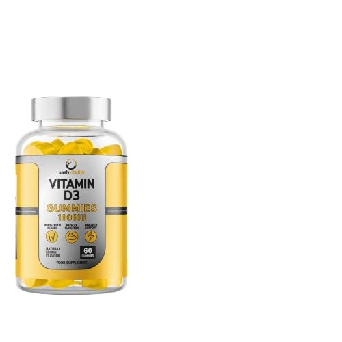 Vitamin D3 Gummies 1000 IU – 60 Tasty Vegetarian Gummies for Kids and Adults | Bone, Skin and Teeth Health | Mood Support | Immune System Support | UK Made Sash Vitality (Lemon Flavour)