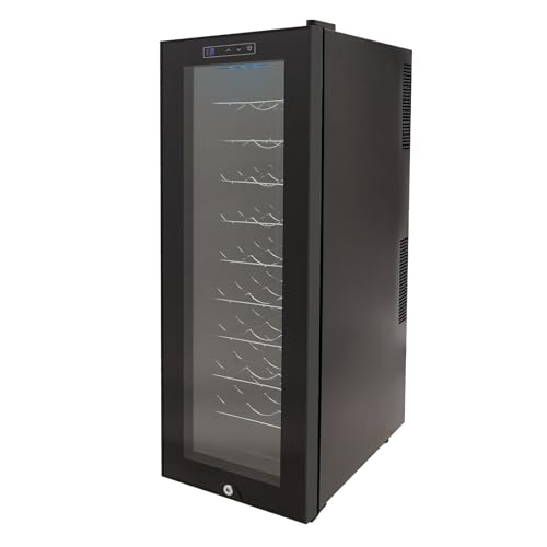 Réfrigérateur à vin autoportant 90 l pour 30 bouteilles, porte en verre trempé avec lumière LED, plage de température de 5 à 18 °C (140 W) – Noir