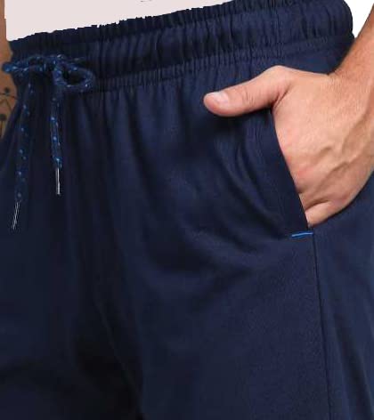 Image of KART BLACK Men's Regular Fit Shorts with Pocket /Casual Knit Shorts /Printed Shorts /Combo Pack of 2 (S, Black Navy)