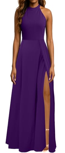 Formal Dress for Women Elegant Halter Neck High Split Wedding Guest Cocktail Party Prom Evening Long Dresses