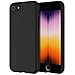 JETech Coque en Silicone pour iPhone SE 2022/2020 4,7 Pouces, Etui de Protection Complète du Corps au Toucher Soyeux, Housse Doublure Douce en Tissu Microfibre, Anti-Chocs (Noir)