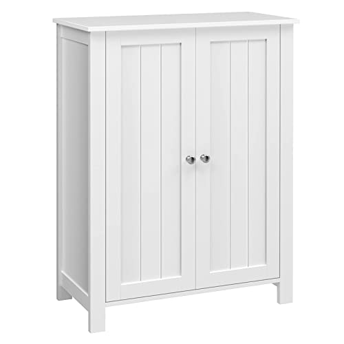 VASAGLE Armario de Baño, Armario de Pared, Armario de Almacenamiento de 2 Puertas con 2 Estantes Ajustables, Blanco BCB60W