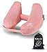 Almohada de Viaje Inflable para Niños de FLOWZOOM | Cojin Cervical para Avion y Coche | Collarin Cervical para Sujeta 360 del Cuello | Ideal para Niños de Años 3-12 | Tamaño Infantil – Rosa
