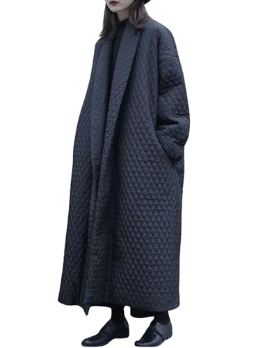 chouyatou Women's Winter Warm Trench Coat Down Cotton Puffer Jacket Padded Quilted Down Long Overcoat