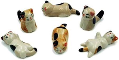TRUEGOOD Cute Cat Chopsticks Rest Dinner Spoon Stand Knife Fork Holder, Valentine's Day Present (6Pcs Mixcolor)