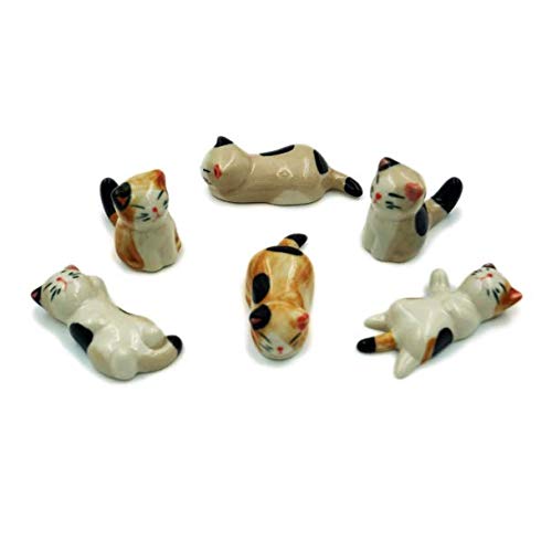 Truegood Cute Cat Chopsticks Rest Dinner Spoon Stand Knife Fork Holder, Valentine's Day Present (6Pcs Mixcolor) #TOP1