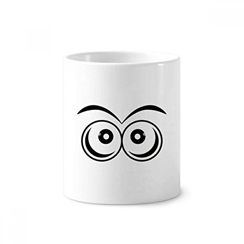 Gobelet en céramique blanche aux motifs yeux stylisés de 350ml pour brosse à dents