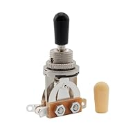 For Les Paul or SG style guitar and other 2-pickup guitars Made of metal alloy Threaded shaft 12mm diameter by 9mm tall, Switch requires 24mm cavity depth 3 way short toggle switch, good replacement for the old switches Package includes: 1pc guitar t...