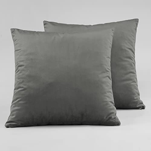 Image of HPD Half Price Drapes Cushion Cover 18 x 18 Heritage Plush Velvet - VPYC-161213-CC18PR - Pair, Destiny Grey