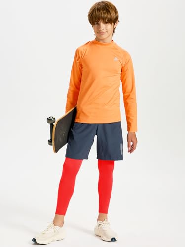 Image of DEVOROPA Boys Leggings Youth Compression Pants Sports Tights Basketball Football Baseball Soccer Baselayer Slim /Regular /Husky