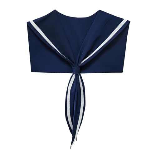 HoosaiyWoo Sailor Collars Scarf for Women Top Fake Collar Necklaces Collar Sailor Costume Shawl wraps Match Sweater Shirt Dress,Q Navy M