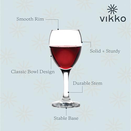 Vikko 8.5 Ounce Wine Glasses, Small Wine Glasses, Wine Glass for Red and White Wine With Stem, Clear Glasses for Wine, Thick and Durable Stemmed Wine Glasses, White Wine Glasses Set of 6 - Image 4