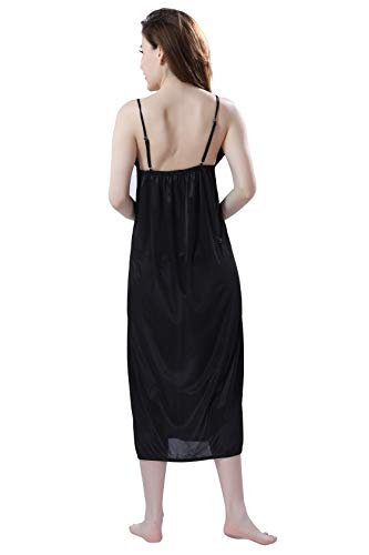 Image of Romaisa Women's Solid Maxi Satin Nighty with Robe, Free Size Nightwaer (Pack of 2) GRP-RN335-339