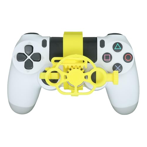 Mini Volante para PS4 Game Controller Impresión 3D Simulador de Conducción Auxiliar de recambio Ligero Manejar Accesorios Volante Experimenta la diversión del juego (Yellow)