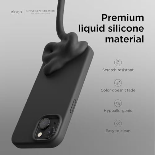 Image of Silicone Case compitable for iPhone 15, Light Blue Protective Cover with Camera Protection Smooth and Soft (Black)