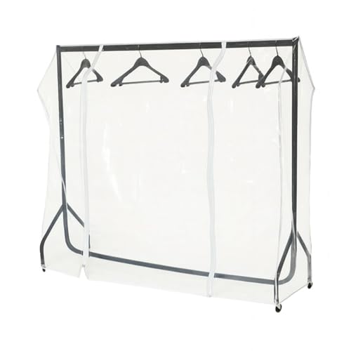 Shoplines Supplies 6ft Clear Clothes Rail Cover Heavy-Duty Plastic Garment Protector with Double Zip Transparent Clothes Rack Cover for Easy Viewing & Quick Access H1610 x W1835 x D515mm