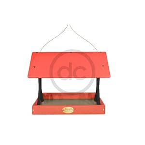 Poly Plastic Hanging Fly Through Bird Feeder, Covered Fly-Thru Mesh Tray Wild Bird Feeder - Amish Made in USA (Hanging, Red & Black) Poly Plastic Hanging Fly Through Bird Feeder Covered Fly Thru Mesh Tray Wild Bird Feeder Amish Made in USA Hanging Red Black