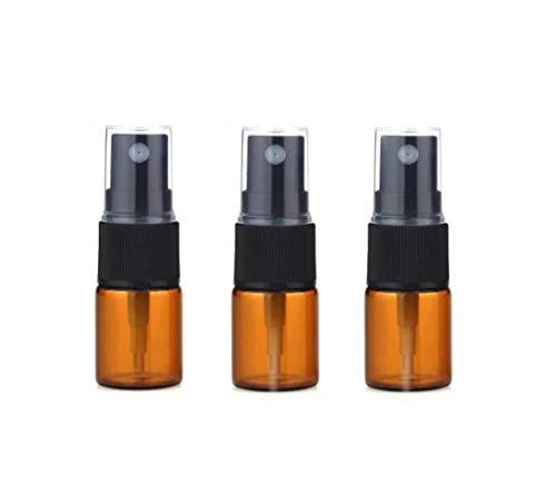 Preisvergleich Produktbild 12 Stück bernsteinfarbene Glasflaschen leere Sprühflasche mit durchsichtigem Zerstäuber perfekt für ätherische Öle, Aromatherapie und andere Kosmetikprodukte