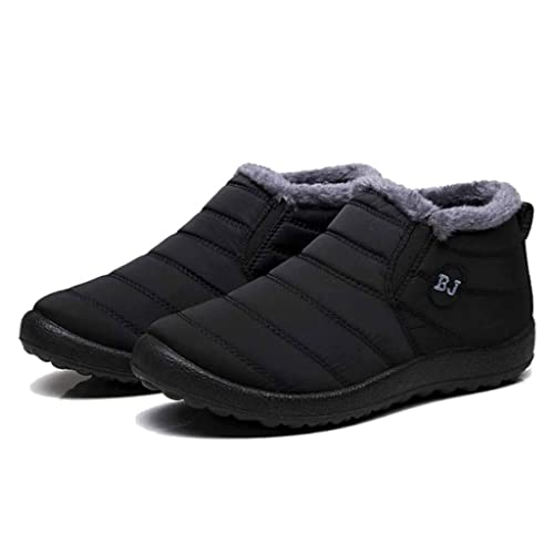 LVLUOKJ Boojoy Winterschuhe, Boojoy Winter Boots, Winter Warm Anti-Slip Ankle Booties, Waterproof Slip on Outdoor Fur Lined Snow Shoes for Women (Color : Black, Size : 38) Cover