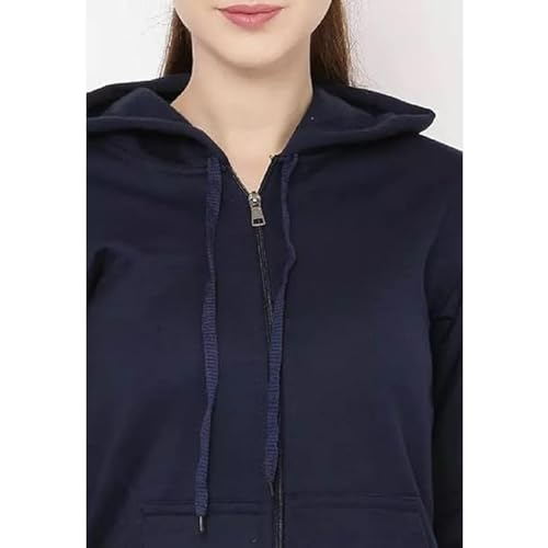 Image of Clotth Theory Women's Cotton Fleece Hooded Neck Sweatshirt | Hoodie Jacket with Kangaroo Pocket