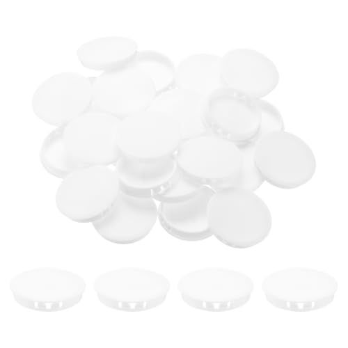 Image of MECCANIXITY 64PCS 55mm /2.17 inch White Plastic Hole Plugs, Flush Type Panel Hole Plugs Insert End Caps for Locking Hole Tubes Furniture Cabinet