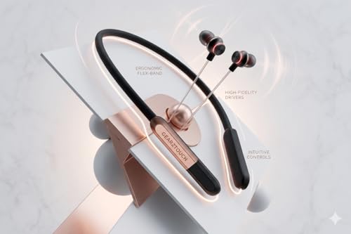 Image of Switch P'R'O Bluetooth Neckband with 60H Playtime, ENC & Passive Noise Cancellation, BT 5.3, Deep Bass Subwoofer, Fast Type-C Charging, Magnetic Metal Earbuds, HD Mic, IPX5- Black