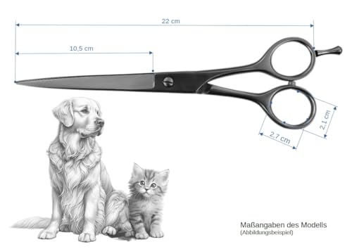 WELTMEISTER SOLINGEN extrem scharfe PROFI Hundeschere Fellschere Mähnenschere mit geraden Schneiden und einseitiger Microverzahnung, 8,5 Zoll (22cm) PREMIUM-QUALITÄT Made in Germany