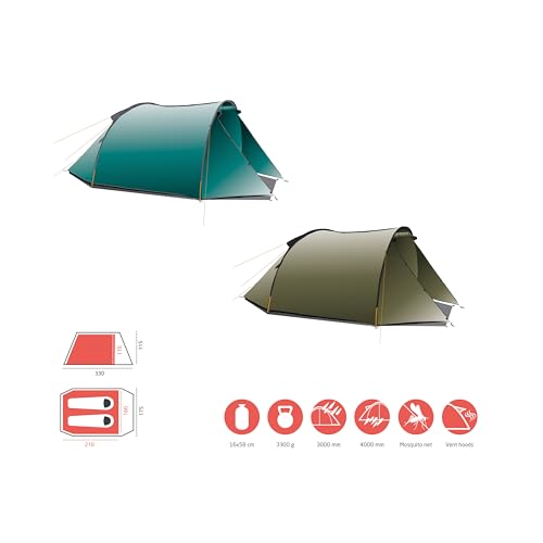 Miniatura 4 de Grand Canyon Robson 2 - Tienda De Túnel Para 2 Personas, Ultraligera, Impermeable, Tamaño Pequeño - Tienda Para Trekking, Camping, Outdoor Blue Grass Azul