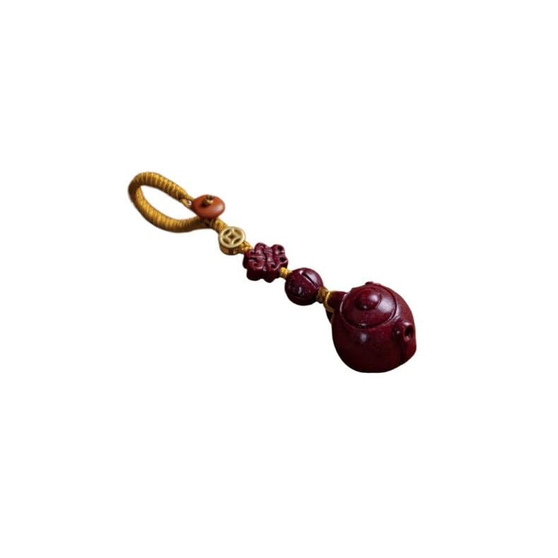ADERFETBI Llavero Llavero Colgante de Coche con Mango de cinabrio de Oro púrpura, Tetera pequeña, Colgante de joyería for Hombres y Mujeres, Adornos Colgantes for Mochila Llavero Coche