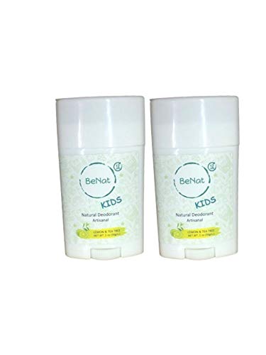 BeNat2-pack. Artisanal, All-Natural Deodorant for KIDS. 2-oz. Simple, Safe and Effective natural ingredients that really Work! Crafted with LOVE in Small Batches.
